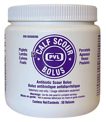 CALF SCOUR BOLUSES,  50's.  Cattle supply treatment of bacterial diarrhea and enteritis.