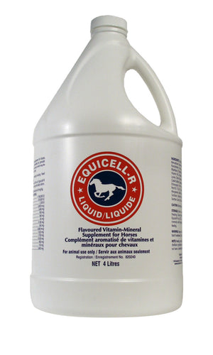 EQUICELL-R 4L Horse Supply liquid feed supplement for horses.