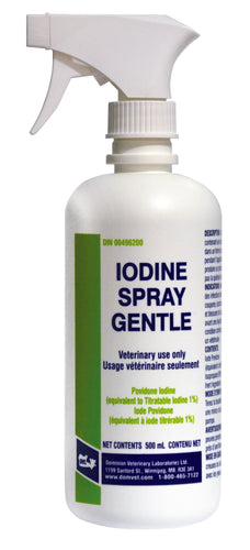 IODINE SPRAY antiseptic for use on horses, cattle, swine and sheep.