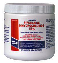 Piperazine Dihydrochloride 53% Wormer Powder 400g | Roundworm Treatment | Chickens, Swine & Horses
