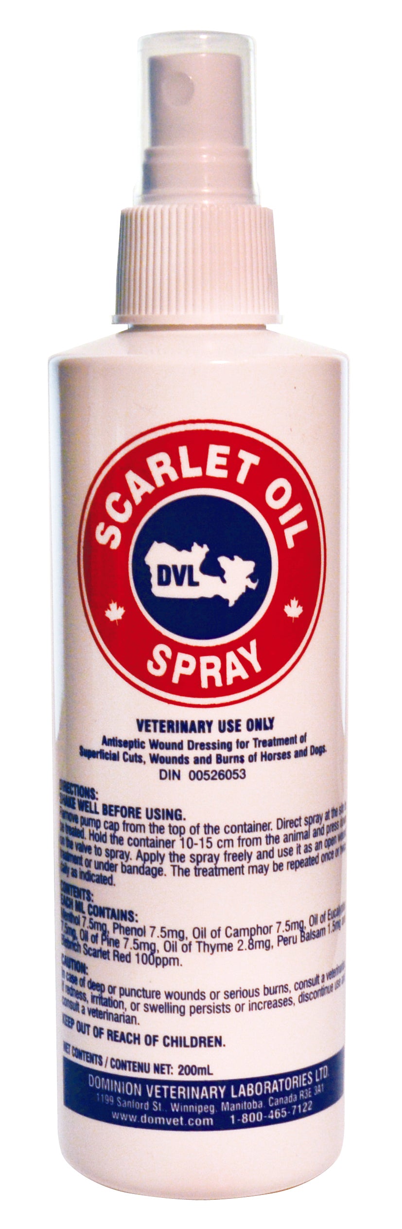 SCARLET OIL SPRAY 200 ML Horse treatment of superficial lacerations, cuts, and burns.