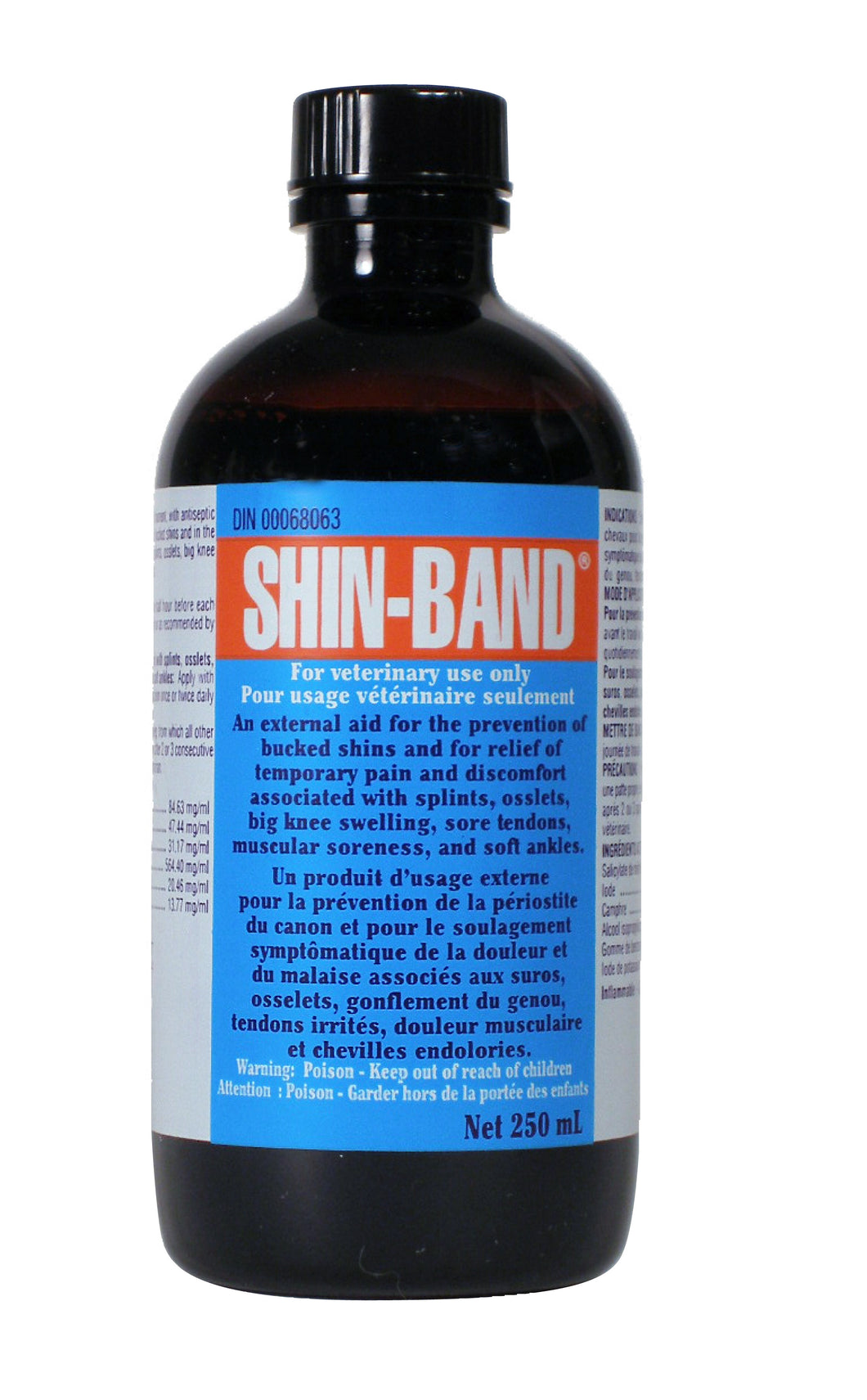 SHIN-BAND 250 ML/ S-B LINIMENT 8 OZ. Horse supply treatment of bucked shins and other leg ailments.